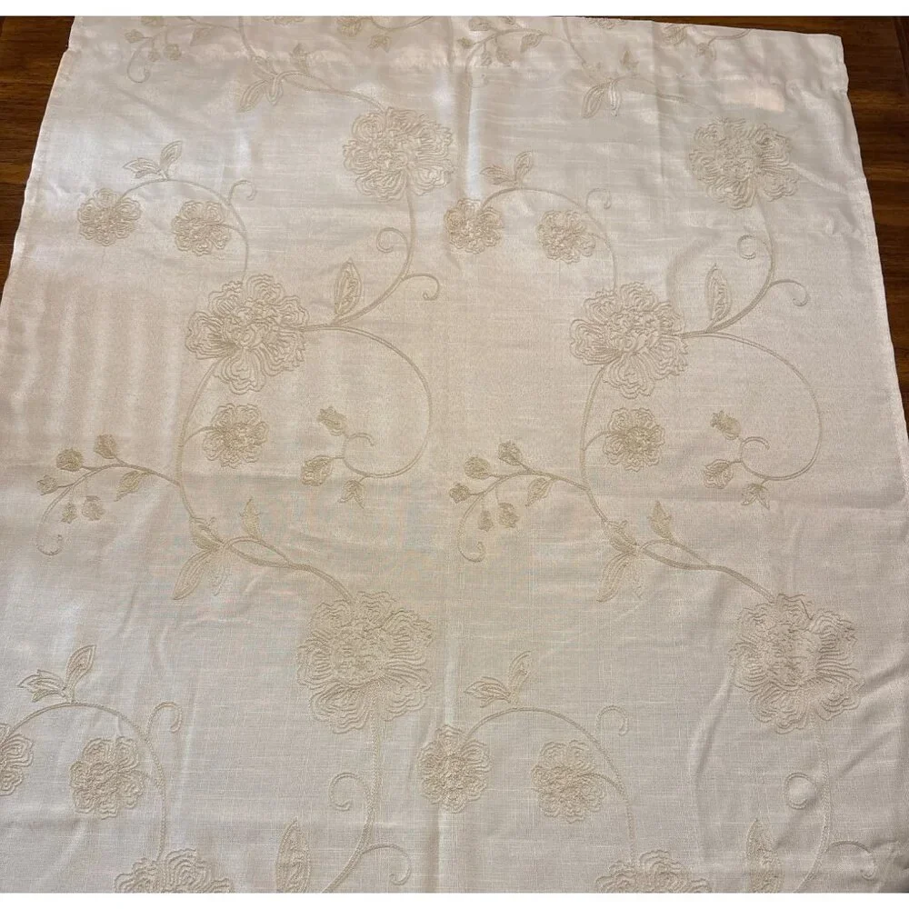 Laura Ashley Beige Embroidered‎ Floral Curtain Panel 83x37